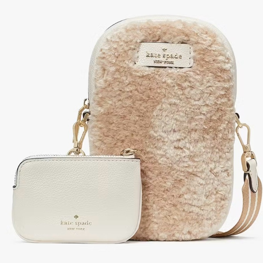 KATE SPADE Rosie Faux Shearling North South Crossbody Handbag NWT